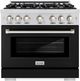 ZLINE Select 36" Stainless Steel Pro Style Dual Fuel Range with Black Matte Door-0