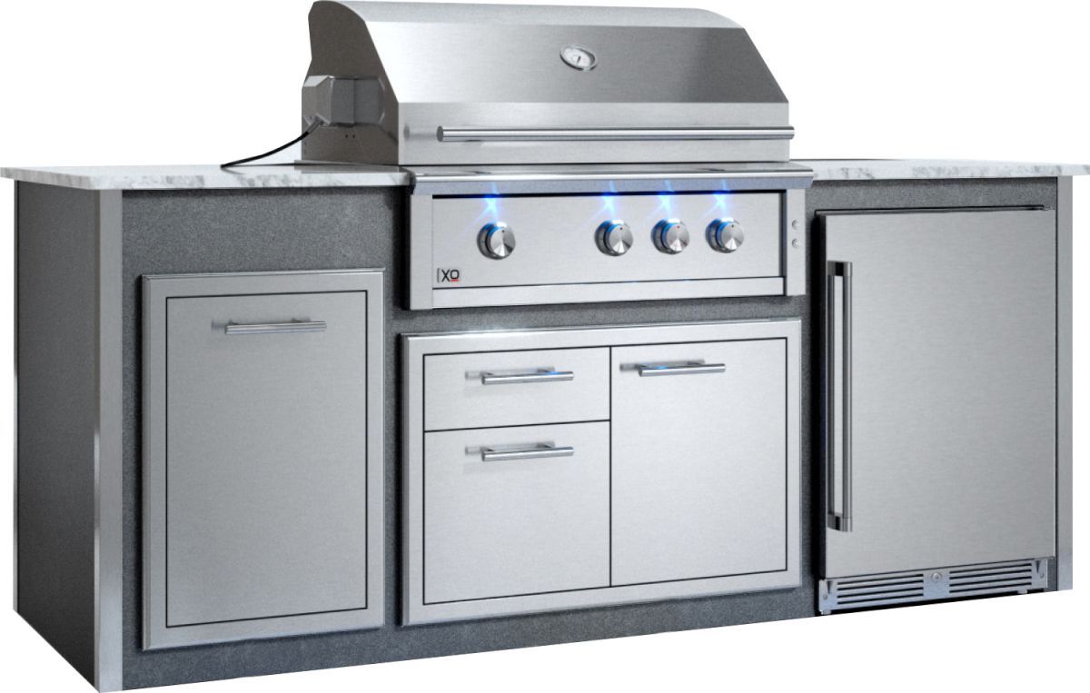 XO Pro-Grade Luxury Designer 36" Gray Outdoor Kitchen Island 