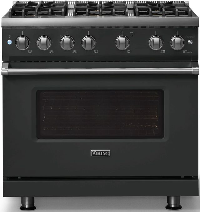 Viking® 5 Series 36" Antique Bronze Pro Style Gas (NG) Range with Polished Chrome Trim-3