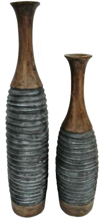 Signature Design by Ashley® Blayze 2-Piece Antique Gray/Brown Vase Set