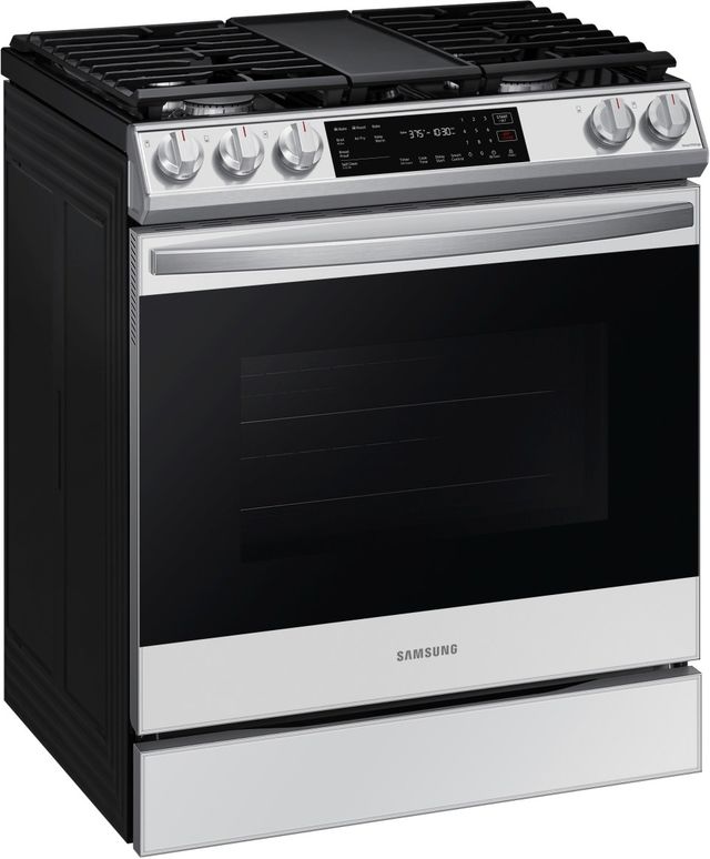 Samsung Bespoke 30" White Glass Slide In Gas Range-3
