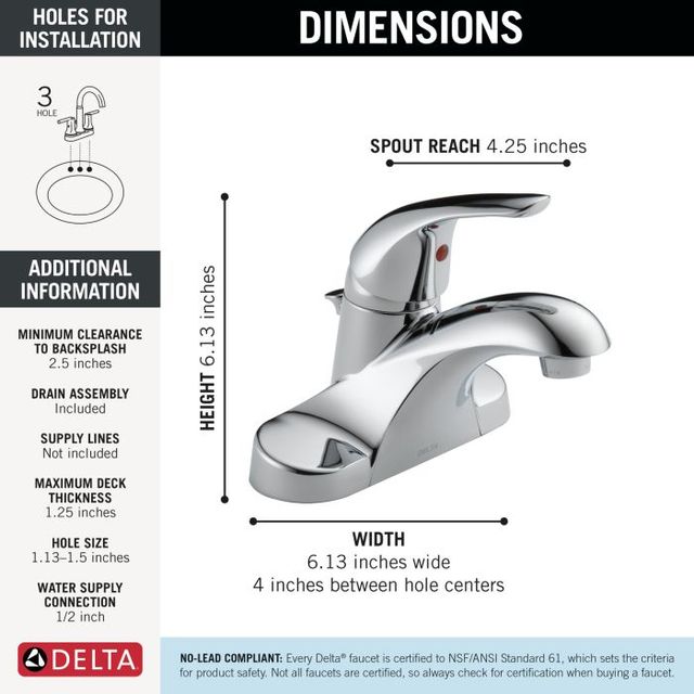 Delta Foundations® 2-Piece Chrome Single Handle Centerset Bathroom Faucet Set-4