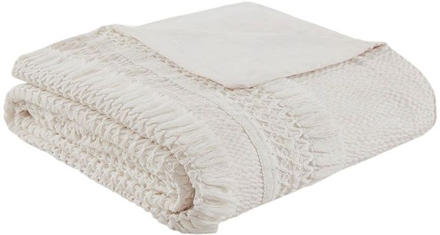 Olliix by Madison Park 3 Piece Ivory Full/Queen Amaya Cotton Seersucker Duvet Cover Set-2