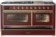 Ilve® Majestic III 60" Burgundy Pro Style Dual Fuel Liquid Propane Range with Triple Glass Door and Brass Trim-1