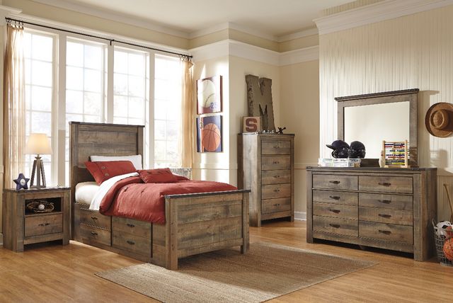 Signature Design by Ashley® Trinell Rustic Brown Full Panel Storage Bed-2