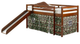 Donco Kids Light Espresso Twin Loft Bed With Green Camo Tent Kit-0