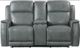 Bassett® Furniture Conover Blue Gray Leather Reclining Loveseat with Console-2