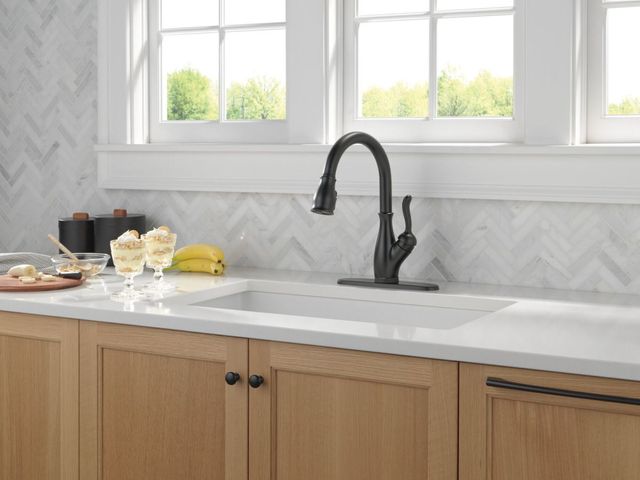 Delta Leland® Matte Black Touch2O® Kitchen Faucet-1