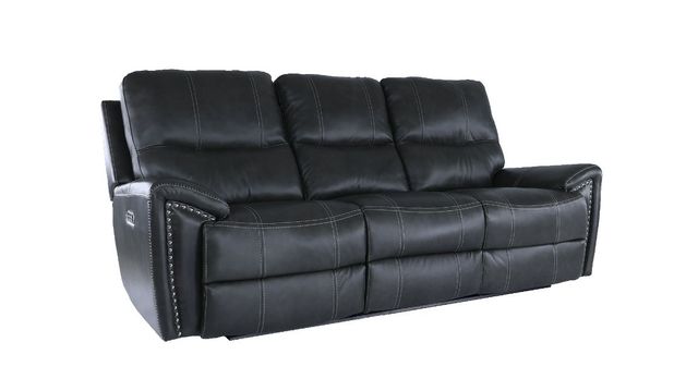 FTS Direct Harrison Charcoal Leather Power Sofa with Headrest