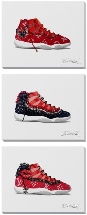 Classy Living 3-Piece Red and Black Luxe Sneaker Collection Wall Art Set-0
