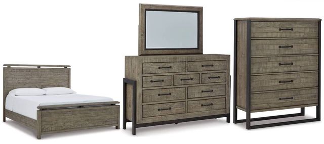 Signature Design by Ashley® Brennagan 4-Piece Gray Queen Panel Bed Set-0