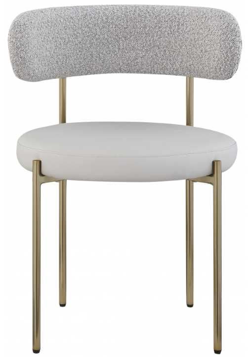 Meridian Furniture Beacon Taupe/Brushed Brass Vegan Leather And Boucle Fabric Upholstered Dining Chair-1