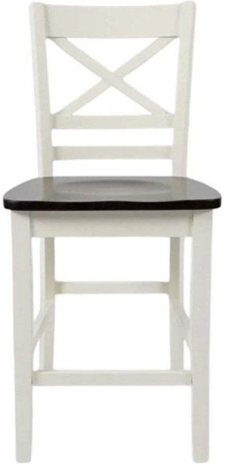 Jofran Inc. Asbury Park Autumn Brown/White X-Back Counter Stool-2