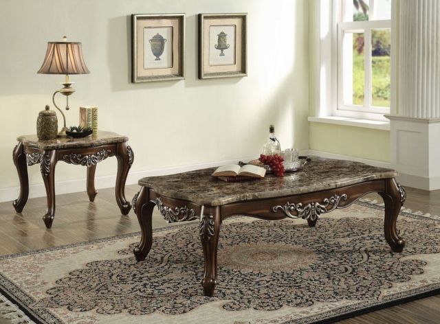 ACME Furniture Latisha Brown Top End Table with Antique Oak Base-1