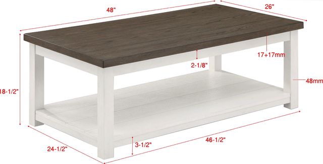 Crown Mark Dakota Brown Coffee Table with White Base-2
