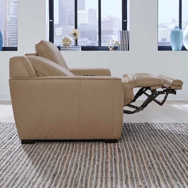 Liberty Furniture Blake Sophia Oatmeal Leather Power Reclining Loveseat with Power Headrest-2