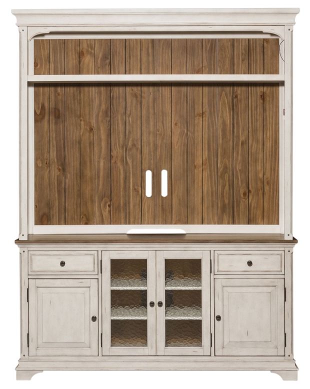 Liberty Furniture Morgan Creek Antique White/Wirebrushed Tobacco Entertainment Center-2