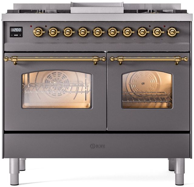 Ilve® Nostalgie II Series 40" Graphite Matte Pro Style Dual Fuel Range-0