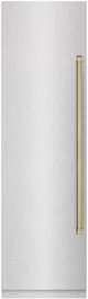 ZLINE Autograph Edition 24 in. 12.4 Cu. Ft. Column Freezer in Satin Stainless Steel with Graphite Gray Interior and Champagne Bronze Accents-0