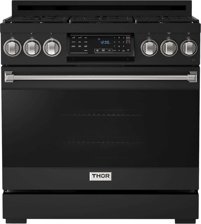 Thor Kitchen® Gordon Ramsay Series 36" Matte Black Pro Style Gas Range-0