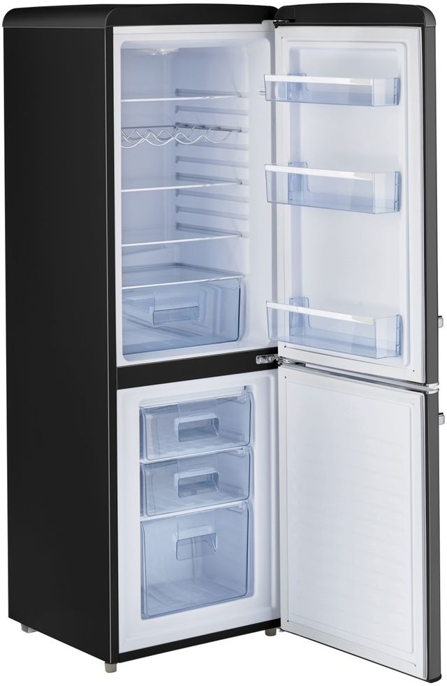 Unique® Appliances Classic Retro 7 Cu. Ft. Midnight Black Counter Depth Bottom Freezer Refrigerator-1