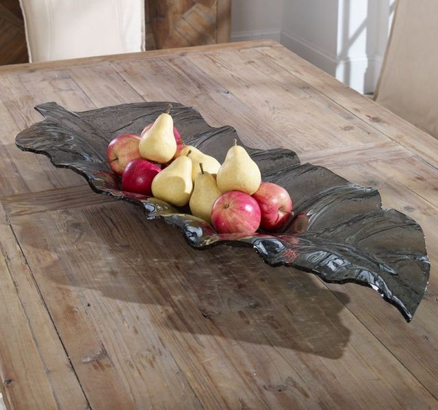 Uttermost® Smoke Dark Gray Leaf Tray-1