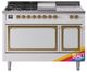 Ilve® Nostalgie II Noblesse 48'' Custom RAL Color Pro Style Dual Fuel Range with Brass Trim-0