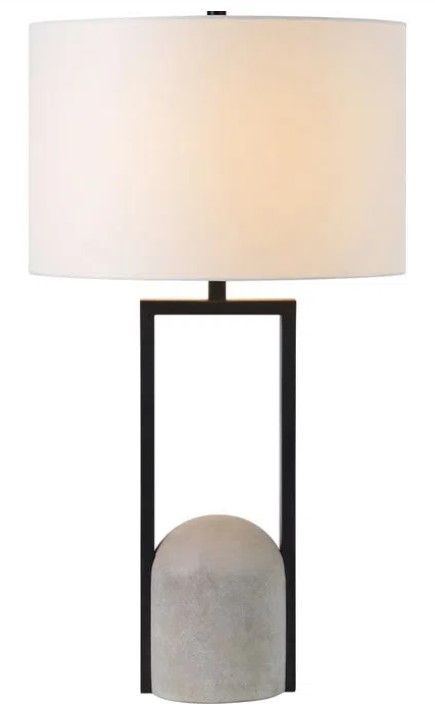Renwil® Florah Matte Black/Natural Gray Desk Lamp-2