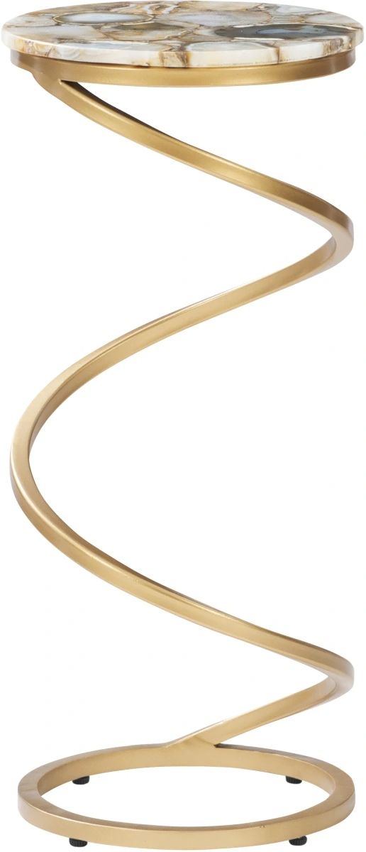 Powell® Gynn Amber Agate Spiral Drink Table with Gold Base-0
