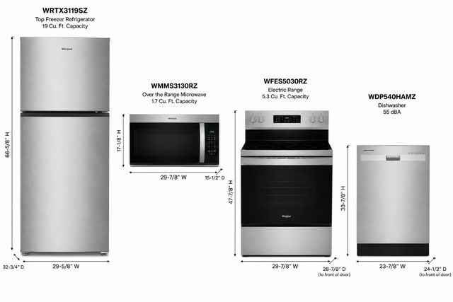 Whirlpool® 4 Piece Kitchen Package-Stainless Steel-1