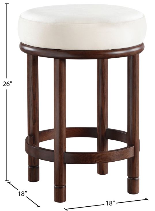 Meridian Furniture Monette Cream/Walnut Brown Upholstered Counter Stool-3