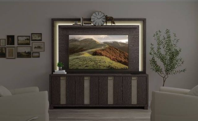 Parker House® Ascent Dark Chocolate TV Console with Hutch and Back Panel-1