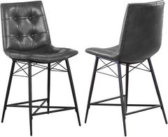 Coaster® Aiken 2-Piece Grey Upholstered Tufted Counter Stools