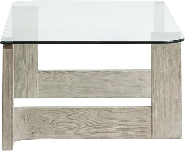 Magnussen Home® Bartlett Glass Top Rectangular Cocktail Table with Smokey Pine Base-2