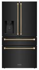 ZLINE Autograph Edition 36" 21.6 Cu. Ft. Black Stainless Steel Counter-Depth French Door Refrigerator with Water and Ice Maker in Fingerprint-Resistant and Champagne Bronze Helix Handles-0