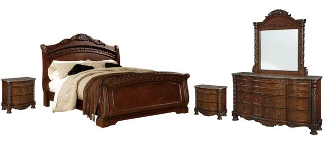 Millennium® by Ashley® North Shore 5-Piece Dark Brown King Sleigh Bed Set-0