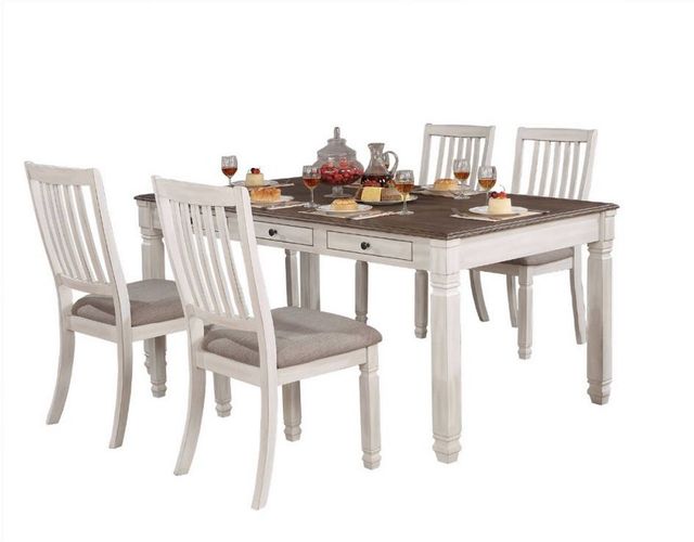 Mazin Furniture Nesbitt 6-Piece White Counter Height Dining Set with Oak Top -1