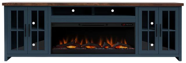 Legends Home Nantucket Blue Denim/Whiskey 97" Fireplace TV Console-3