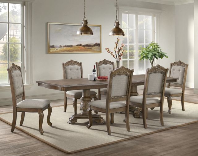 Elements International Madison Park 7-Piece Beige/Walnut Dining Set -2