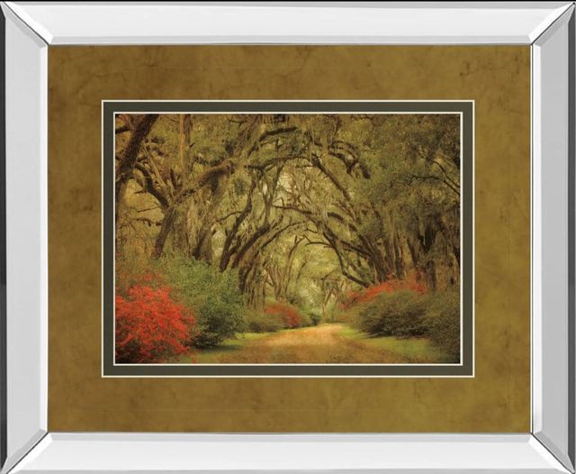 Classy Art Road Lined With Oaks & Flowers by William Guion Mirror Framed Wall Art-0