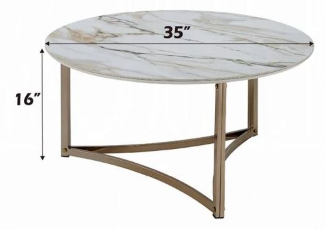 ACME Furniture Zaidee White Coffee Table with Champagne Base-2