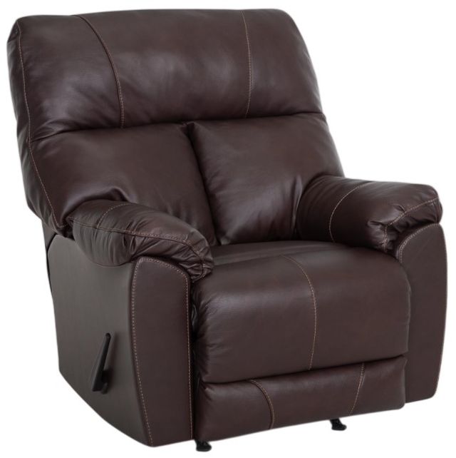 Franklin™ Kent Eden French Roast Leather Manual Swivel Rocker Recliner-0