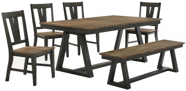 Intercon Harper Brushed Brown/Pecan Trestle Table-2