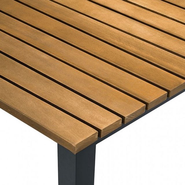 Furniture of America® Mackay Gun Metal/Natural Aluminum/Teak Outdoor Patio Dining Table-1