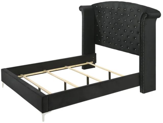Crown Mark Lucinda Black King Wingback Panel Bed-2