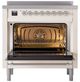 Ilve® Nostalgie II Noblesse 36'' Antique White Pro Style Induction Range with Chrome Trim-1