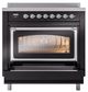 Ilve® Nostalgie II Noblesse 36'' Glossy Black Pro Style Induction Range with Chrome Trim-3