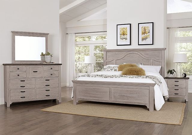 LM Co Home By Vaughan-Bassett Bungalow Home by Ben & Erin Napier Dover Gray King Mantel Bed-1
