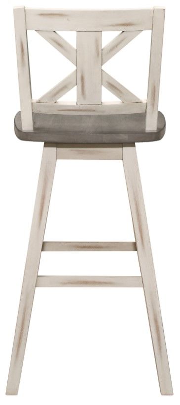 Homelegance® Amsonia Distressed Gray/White Sand Swivel Pub Height Chair with X-Back-3
