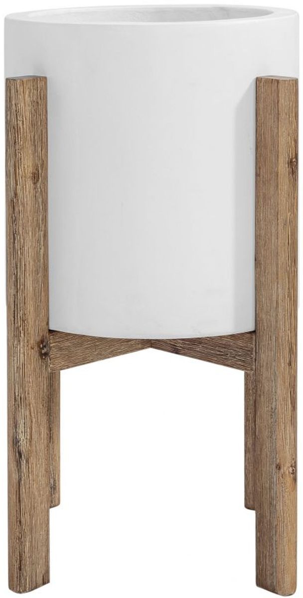 Moe's Home Collection Everest Cream White Small Round Planter-1
